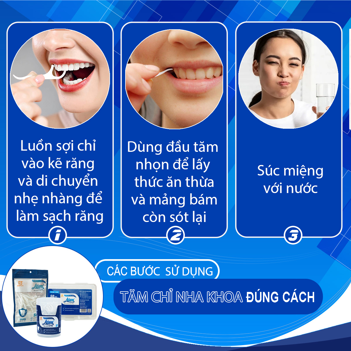 Các bước sử dụng tăm chỉ nha khoa đúng cách