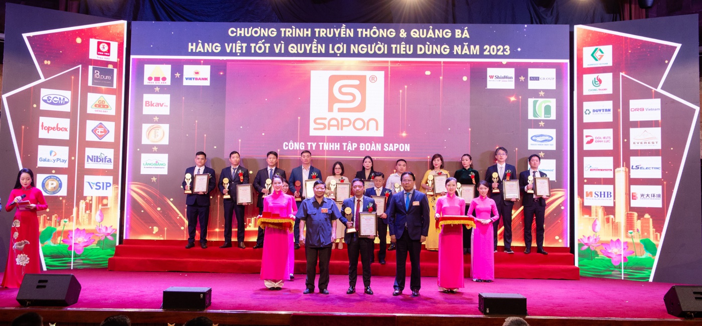 SAPON GROUP vinh dự nhận giải thưởng TOP 20 THƯƠNG HIỆU VÀNG VIỆT NAM, sản phẩm chất lượng năm 2023