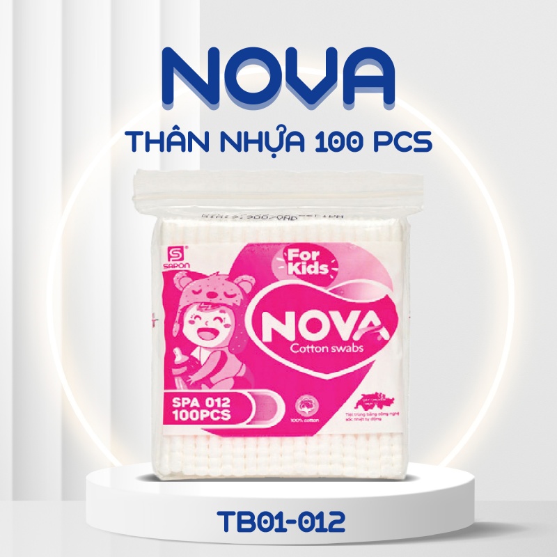 Tăm bông Nova trẻ em thân nhựa túi 100 pcs TB01-012