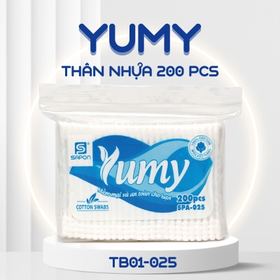 Tăm bông Yumy người lớn thân nhựa túi 200 pcs TB01-025