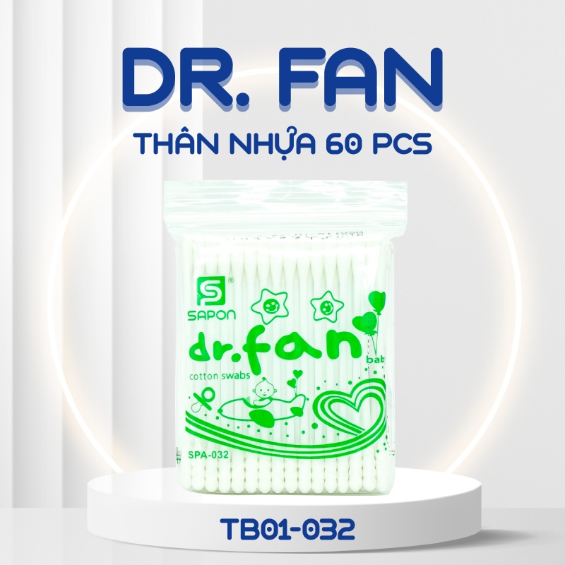 Tăm bông Dr. Fan trẻ em thân nhựa túi 60 pcs TB01-032