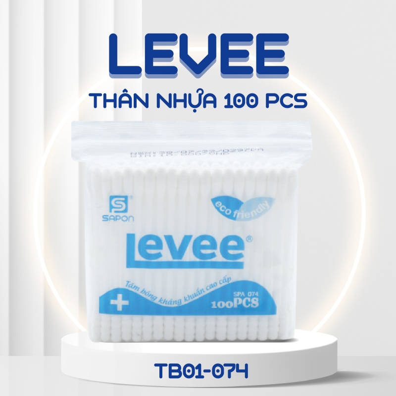 Tăm bông Levee người lớn thân nhựa túi 100 pcs SPA-074