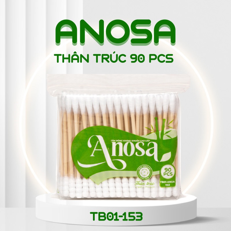 Tăm bông Anosa người lớn thân trúc túi 90 pcs TB01-153