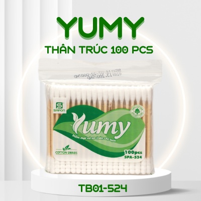 Tăm bông Yumy người lớn thân trúc túi 100 pcs TB01-524