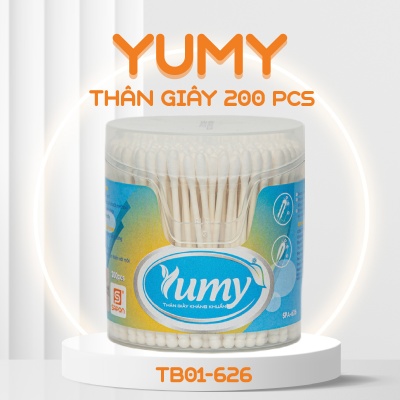 Tăm bông Yumy người lớn thân giấy hộp 200 pcs TB01-626