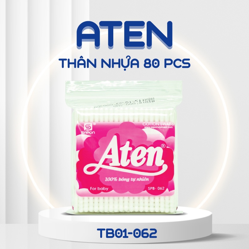 Tăm bông Aten trẻ em thân nhựa túi 80 pcs TB01-062