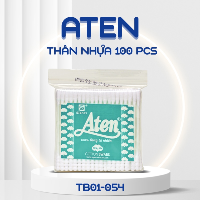 Tăm bông Aten người lớn thân nhựa túi 100 pcs SPA-054