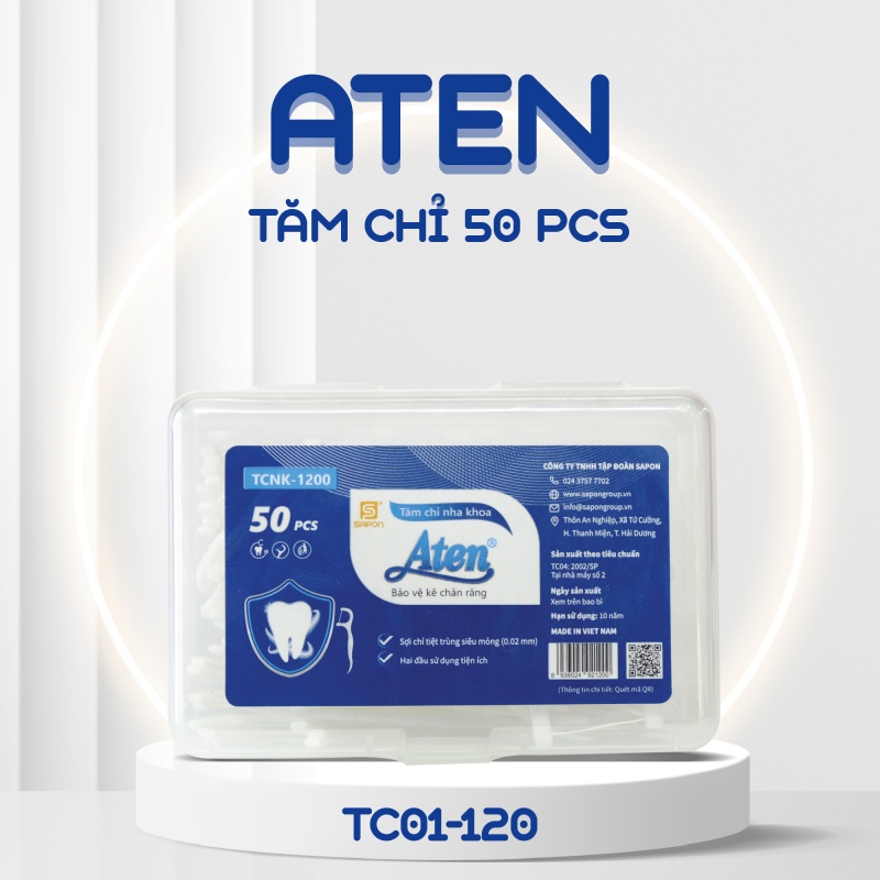 Tăm chỉ Aten hộp chữ nhật 50pcs TC01-120