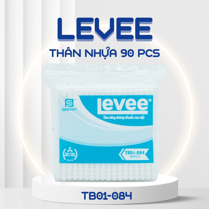 Tăm bông Levee người lớn thân nhựa túi 90 pcs TB01-084