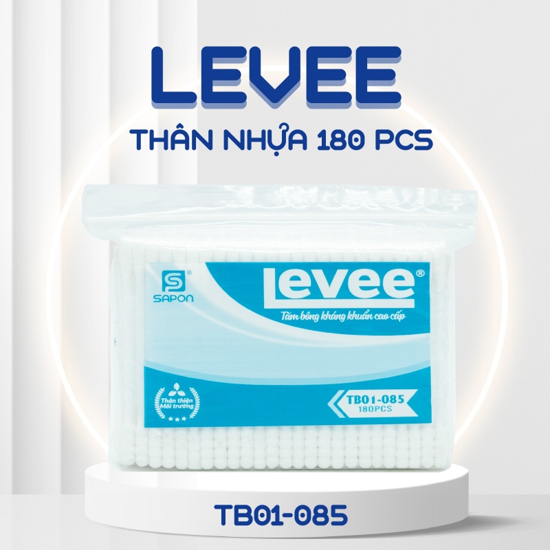 Tăm bông Levee người lớn thân nhựa túi 180 pcs TB01-085