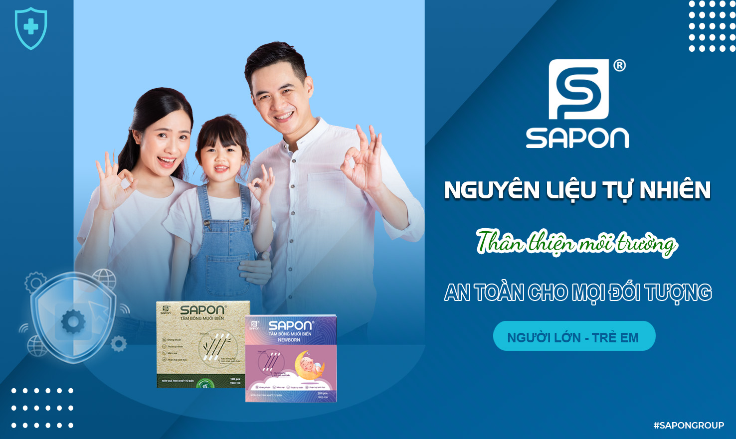 Tăm bông muối biển SAPON được sản xuất từ 100% nguyên liệu tự nhiên